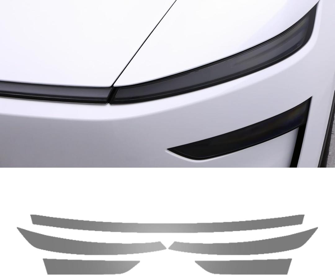 BETTERHUMZ Car Headlight Film Compatible with Tesla Model Y Juniper 2025,TPU Transparent Carbon Pattern Smoke Style Headlight Switch Protective Cover Decor Car Exterior Accessories (Smoke)