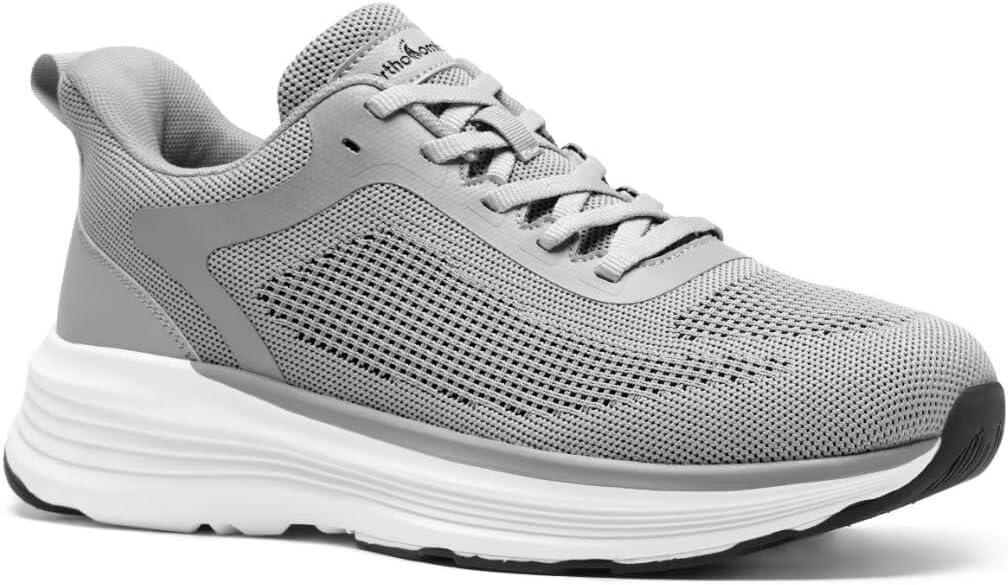 Men's Orthopedic Fashion Sneakers: Comfortable Arch Support Plantar Fasciitis Orthotic Walking Shoes, Casual Work Supportive Sport Athletic Flat Feet Shoes for Foot and Heel Pain Relief (10.5, W2-gray)