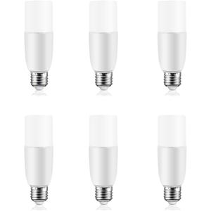 6W LED Tubular Light Bulbs - 60 watt Equivalent 600 Lumen, E26 Base Daylight 6500K Non-Dimmable, Pack of 6