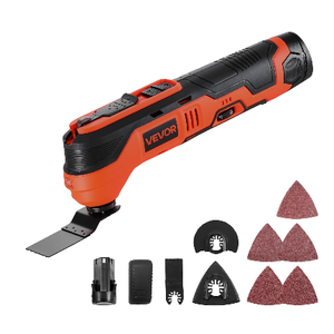 VEVOR Cordless Oscillating Tool, 12V Multitool Oscillating Saw Tool with 6 Variable Speeds 6000-17500 OPM, 3.2 Oscillation Angle, 2.0Ah Battery Pack & Charger, 8PCS Saw Accessories & LED Work Light