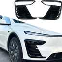 yhcdsea for 2025 2026 Tesla Model Y Juniper Front Fog Light Cover Trim Eyebrow Frame Decorative Accessories (Juniper-Glossy Black)