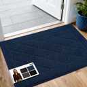 JSEI Dirt Trapper Door Mat 24"x36", Non-Slip Washable Entryway Mats, Dog Door Mat, Stain Resistant and Absorbent Floor Mats, Low Profile Welcome Mat for Front Back Door, Navy Blue