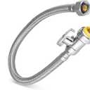 (1 Pack) Seelink 18-Inch Stainless Steel Flexible Water Heater Hose, 1/2" Push-Fit Straight Stop Valve x 1/2" FIP, Push-to-Connect for Copper, PEX, and CPVC