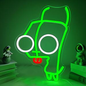 Cartoon Anime Neon Sign for Wall Decor Dimmable Funny Neon Sign for Bedroom Green Party Supplies Neon Light for Kids Room Birthday Christmas Gifts