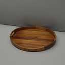 Acacia Wood Serving Tray for Ottoman - Large, Decorative Table Tray for Living Room, Coffee Table, Breakfast in Bed, Candle & Flower Display, Desktop Organizer, 17"x13" Round