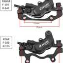 Zoom HB876 4-Pistons Hydraulic Disc Brakes Set, Black, Left Front 850mm, Suitable for Mountain Bikes and Fat Bikes