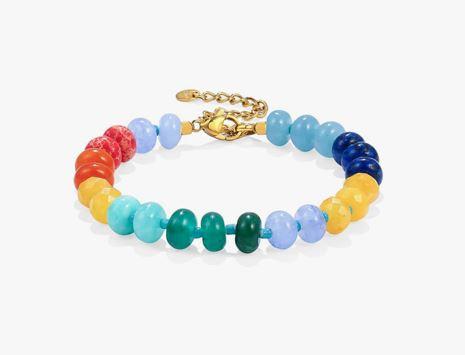 Gemstone Beaded Bracelet for Women Colorful Natural Stone Freshwater Pearl Surfer Beach Rainbow Bracelet Jewelry Gift