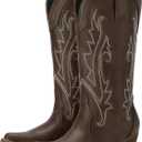 HISEA Rollda Cowboy Boots for Women, Cowgirl Boots, Comfortable Western Boots with Pointed Toe Stitched Embroidery for Country Concert Dancing Wedding Traveling Daily Outfits. 8 Size