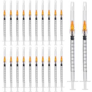 Disposable 1ml Syringe with 25Ga 1.0 Inch Needle, Individual Package pack of 100