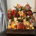 3 Pcs Mason Jar Centerpiece Table Decorations for Dining Table Decor Farmhouse Coffee Table Decor with Wood Tray and Led Light Table Centerpieces for Dining room Kitchen Living Bathroom,Orange