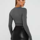 AUTOMET 3 Pack Womens Long Sleeve T Shirts Fall Fashion Basic Going Out Crop Tops Slim Fitted Winter Clothes 2025 (Gray, M)