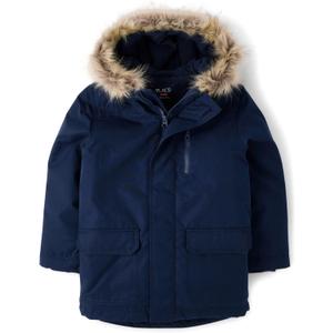 The Children's Place Boys' Water and Wind Resistant Hooded Zip Front Parka Jacket (Medium, Tidal Microfleece)