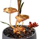 Indoor Tabletop Fountain Exquisite Meditation Desk Water Fountain Decorative Zen,4-Tier Lotus Desk Fountain,Home/Office Decor Housewarming Gift for Mom23154