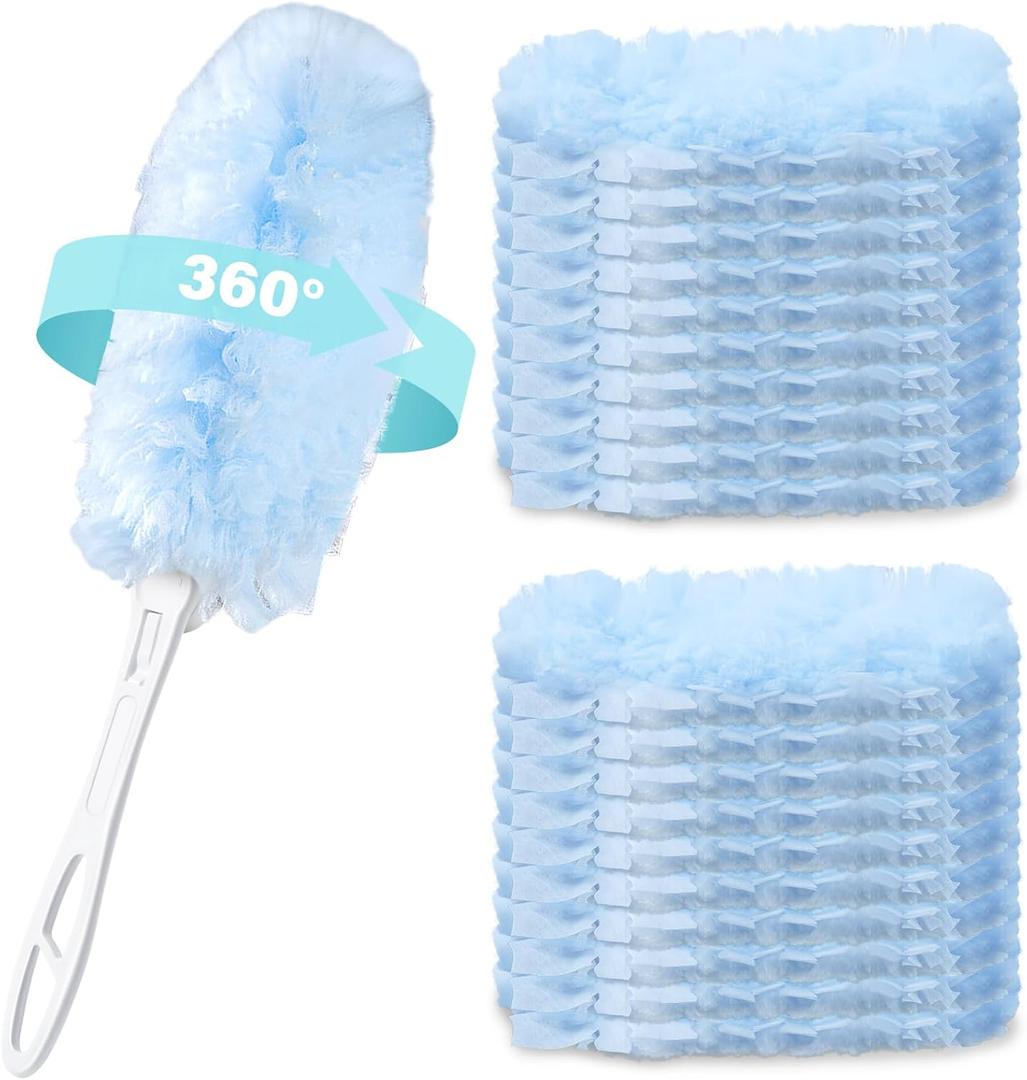 Compatible Duster Refills for Swiffer - 360 Heavy Duty Disposable Microfiber - 20 Count with 1 Foldable Handle,Ergonomic Design - Efficient Cleaning for Home Offices Schools and Commercial Spaces