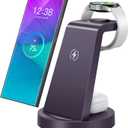 Wireless Charger for Samsung: 3 in 1 Wireless Charging Station for Samsung Galaxy Watch 8 7 6 5 4 3 Pro Classic Galaxy Buds - Purple