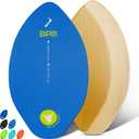 BPS New Zealand Shaka Skimboard with Colored EVA Grip Pads and High Gloss Clear Coat Wooden Skim Boards for Beach Adventures | Choose from 3 Sizes and Traction Pad Color (Blue)