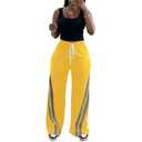 Ulovmi Women's Baggy Track Pants Drawstring Elastic Waist Jogging Sweatpants Wide Leg Casual Long Joggers Pants Yellow L