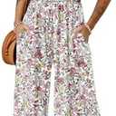 Dokotoo Women's Casual Loose Overalls Jumpsuits One Piece Sleeveless Printed Wide Leg Long Pant Rompers With Pockets, Medium