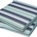 AAAAAcessories Outdoor Seat Cushions for Chairs, Waterproof, Fade-Resistant, 18" x 18" x 2", Patio Furniture Replacement Cushions, Set of 2, Ash Teal Seaside Stripe