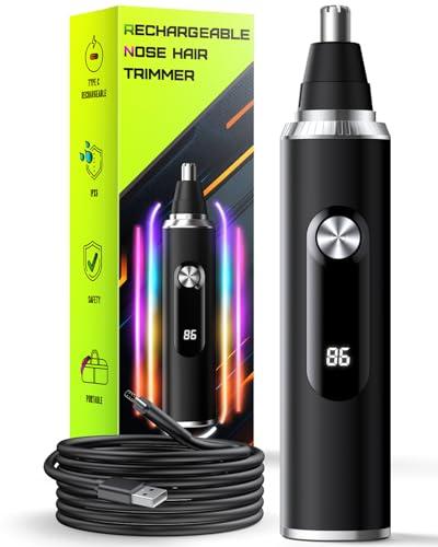 Savilab Nose Hair Trimmer for Men & Women – USB Rechargeable Clipper with LED Display, Dual-Edge Blades, 7600RPM Motor, IPX6 Waterproof, Painless Ear & Eyebrow Trimmer