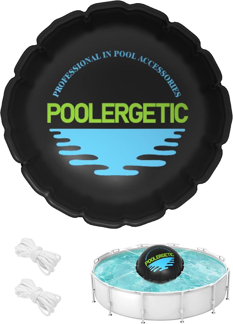 5x5 FT Pool Pillows for Above Ground Pools, Large Winter Pool Pillow for winterizing, 0.6mm Heavy-Duty Cold-Resistant Pool Air Pillow with Ropes for Closing Winter, Black