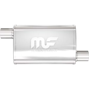 MagnaFlow Performance Exhaust Muffler 11236: 2.5"/2.5" Inlet/Outlet, 4x9x14" Oval, Stainless Steel, Satin Finish