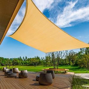 KANAGAWA Sun Shade Sail Curved 20'X26' Sand Rectangle Outdoor Shade Cover UV Blovk Canopy for Patio Garden Backyard Heavy Duty Permeable 185GSM (We Make Custom Size)