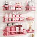 Youvip 6 Pack Shower Caddy, Adhesive Shower Shelves with Soap Holder, No Drilling Rustproof Large Capacity pink bathroom decor accessories, Pink