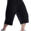 Kinghua Baggy Jean Shorts for Men Casual Loose Fit Hip Hop Skateboard Denim Shorts (40, Black 109-1)