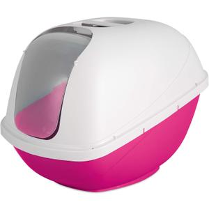 Petmate Basic Hooded Cat Litter Pan, Jumbo, Pink and White, Made in USA