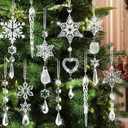 Crystal Ornaments Christmas Tree Decorations - 21pcs Christmas Tree Ornaments Sparkling Dazzling Festival Party Decoration Crystal Snowflake Design Hanging Ornament Holiday Season Home Decor (Transparent)