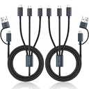 SEIPOG Multi Charging Cable 5 in 1, 2PCS 4FT USB C/A Multi Charger Cable to Type-C/Micro USB Port, Nylon Braided USB C Multiple Charger Cable, Universal Phone Charger Cord for Cell Phones and More