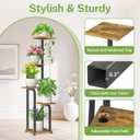 iDavosic.ly Tall Plant Stand Indoor, 4 Tier Corner Multiple Flower Holder Shelf with Wooden Trays, Space Saving Display Rack for Living Room Balcony Patio Porch Outdoor | Black & Brown