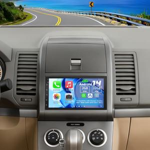 Android 14 Double Din Car Stereo Radio for Nissan Sentra 2007-2012,7" Touchscreen Car Radio w/Wireless Carplay Android Auto GPS WiFi Bluetooth RDS DSP SWC Mic Backup Camera