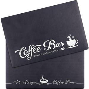 2 Pieces Coffee Bar Accessories 16 x 24 Inch Washable Coffee Maker Mat Hide Stain Absorbent Kitchen Counter Mat for Kitchen Bar Countertops Supplies (Elegant Style)