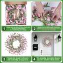 Wreaths for Front Door, 24 Inch Spring/Summer Front Door Wreath, Pink Paper Flower Wreath for All Seasons for Indoor Home Wall Window Office Wedding Farmhouse Decor (Pink)