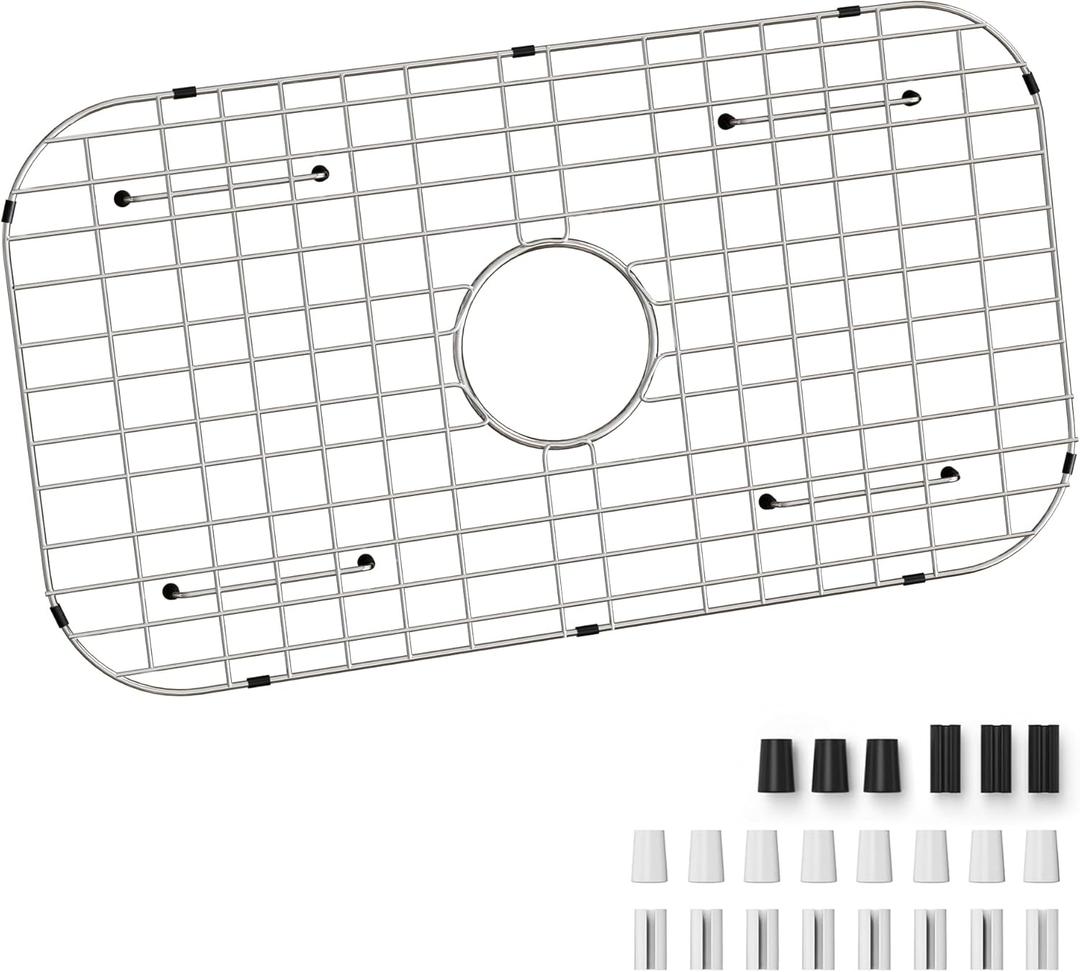 Sink Bottom Grid 24-1/8" x 12-5/8", Centered Drain with Corner Radius 1-1/2", Sink Protector for Single Bowl Kitchen Sinks