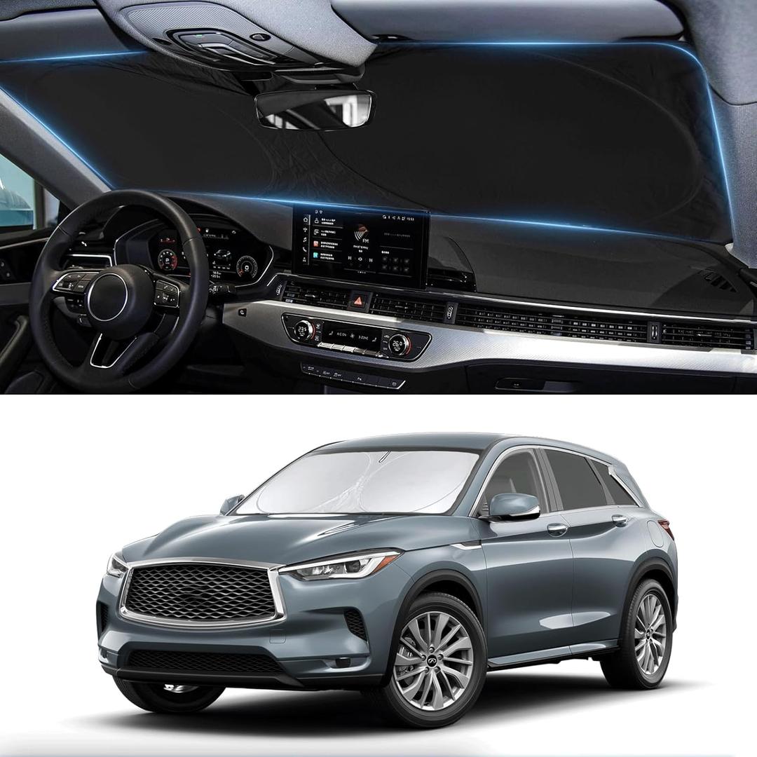 Custom Fit Infiniti QX60 Windshield Sunshade for Infiniti QX50 QX55 QX60 QX80 2026 2025-2018 Front Window Shades Cover for Windshield Sun Visor Protector 210T Reflector Blocks UV Ray Car Accessories, Gray