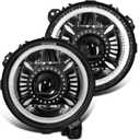 UNI-SHINE 2PCS 9 Inch LED Headlights with DRL and Turn Signal,High/Low Beam Halo Lights DOT Approved Compatible with Jeep Wrangler JL/JLU 2018-2025, Gladiator JT 2019-2025 (Black)