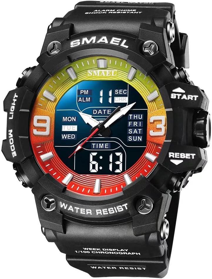 SMAEL Men's Military Watches Outdoor Sports Watch Waterproof LED Date Alarm Digital Analog Wrist Watches for Men