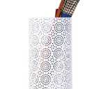 Umbrella Stand Rack for Entryway, Free Standing Metal Umbrella Holder, Round Umbrella Organizer Bin with 3 Hooks for Long Short Umbrella, Walk Stick, Home Office Indoor, 17 x 7 Inch, White