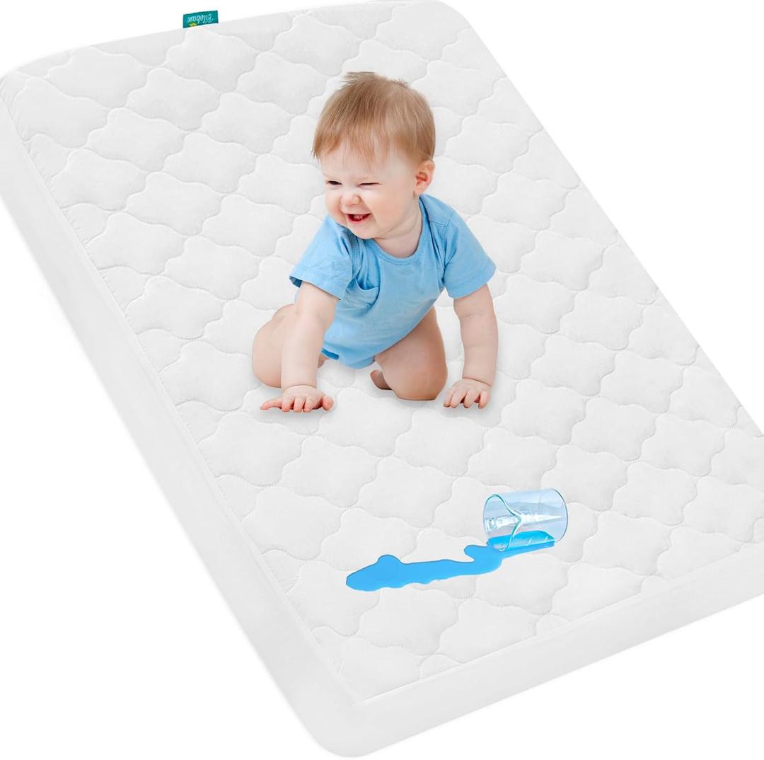 Pack and Play Mattress Protector Cover Waterproof, Pack and Play Mattress Pad Cover Quilted- 39" x 27" for Graco Playard | Mini & Portable Mattresses -Washable Ultra Soft Waterproof Sheets Fitted (White)