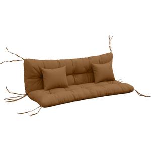 Outsunny 59" Tufted Bench Cushions & Throw Pillows, 4 Piece Swing Cushion Set, Indoor/Outdoor Replacement Bench Seat Pad, Back Cushion & 2 Pillows for Outdoor Furniture, Without Swing, Tan