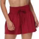 Blaosn Flowy Athletic Shorts for Women Gym Workout Running Short Pants High Waist Skort with Pocket Casual Summer Clothes (Red, XL)