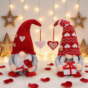 Valentine's Day Gnome Plush,Valentine Couple Plush Gnomes Decorations for Home, Indoor, Office - Valentine Gifts for Her, Wife, Teacher, Girls - Wedding Gift for Husband & Wife