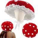 Zoooyawn Mushroom Hat Renaissance Medieval Costume Cosplay Victorian Fairy Accessories Party Retro Red Mushroom Hat for Cosplay Halloween Women Adult, Oversized with Wide Brim