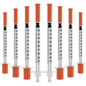 Insulin Syringe with Needle, 1ml 30 Gauge 5/16 inch (8mm), Individual Wrapped, 30 Pack