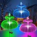 Solar Garden Lights Outdoor Solar Lights 7 Color Changing Jellyfish & Star Waterproof Solar Flower Lights for Garden Decor, Yard, Patio, Lawn, Pool, Party, Wedding, Gifts for Women/Mothers - 3 Packs