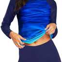 Daci Women Two Piece Rash Guard Long Sleeve Swimsuits UV UPF 50+ Swim Shirt Bathing Suit with Boyshort Bottom, S