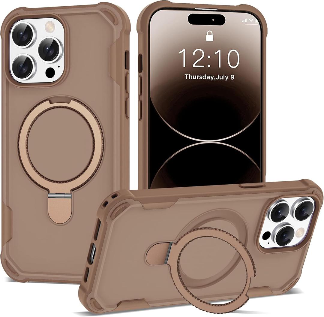Compatible with iPhone 14 Pro Max Case 6.7'' with Magnetic Ring Stand [Military Drop Protection][Compatible with MagSafe] Shockproof 14 Pro Max Phone Case for Men Wowen,Brown